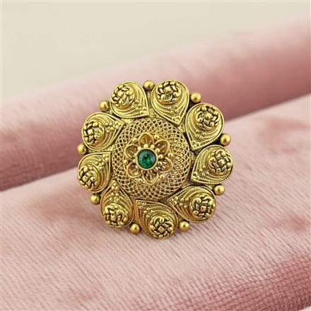 Antique Adjustable Ring With Matte Gold Plating
