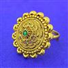 Antique Adjustable Ring With Matte Gold Plating