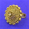 Antique Adjustable Ring With Matte Gold Plating