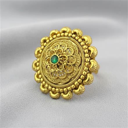 Antique Adjustable Ring With Matte Gold Plating