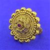 Antique Adjustable Ring With Matte Gold Plating