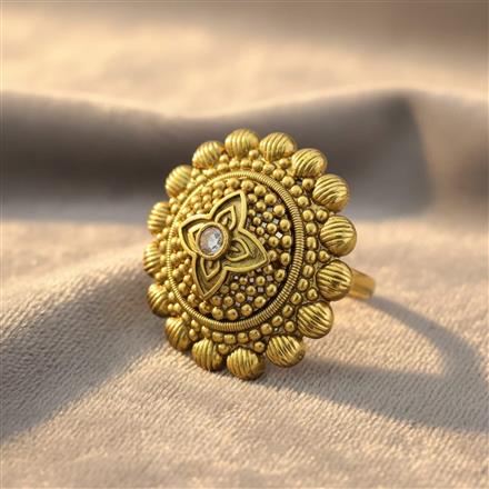 Antique Adjustable Ring With Matte Gold Plating