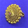 Antique Adjustable Ring With Matte Gold Plating