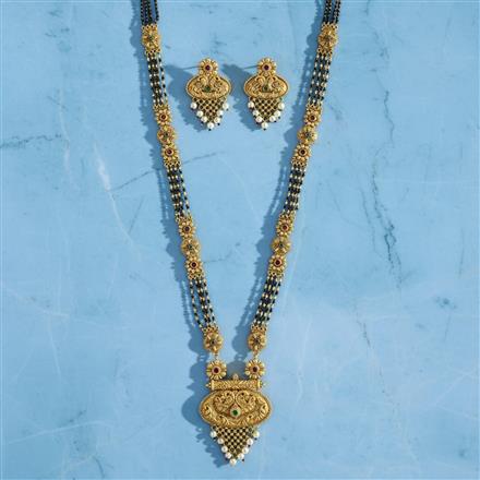 Antique Classic Mangalsutra With Matte Gold Plating
