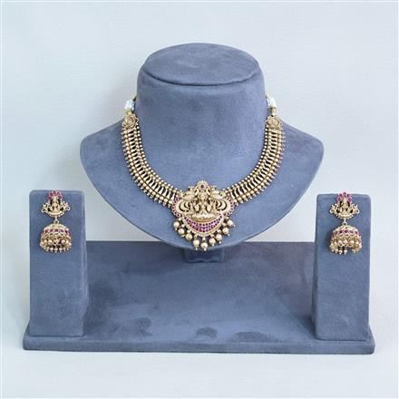 Antique Temple Necklace Set With Gold Plating