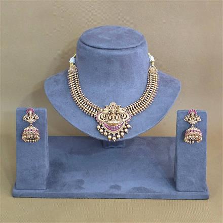 Antique Temple Necklace Set With Gold Plating