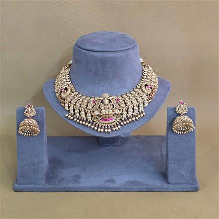 Antique South Indian Necklace Set With Matte Gold Plating