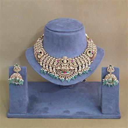 Antique South Indian Necklace Set With Matte Gold Plating