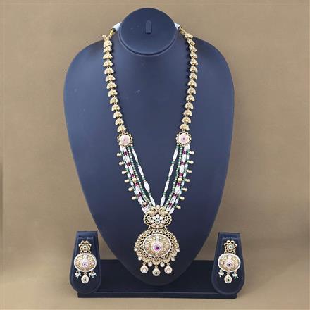 Antique Meenakari Pendant Set With Gold Plating