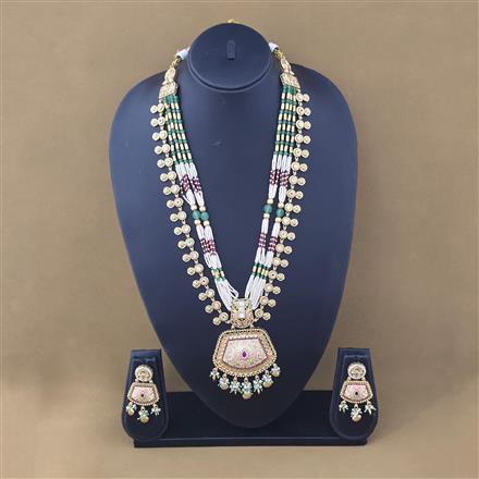 Antique Meenakari Pendant Set With Gold Plating