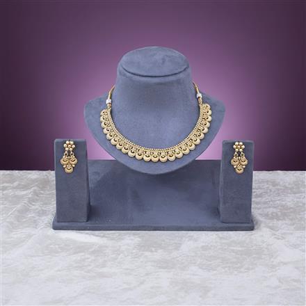 Antique Plain Gold Necklace Set With Gold Plating