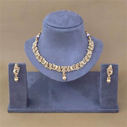 Antique Plain Gold Necklace Set With Gold Plating