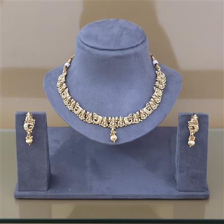 Antique Plain Gold Necklace Set With Gold Plating