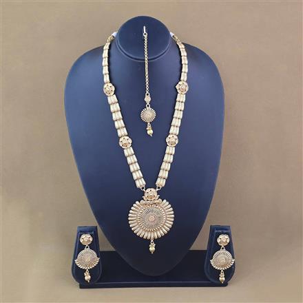 Antique Long Necklace Set With Gold Plating