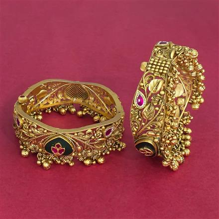 Antique Openable Bangles With Matte Gold Plating