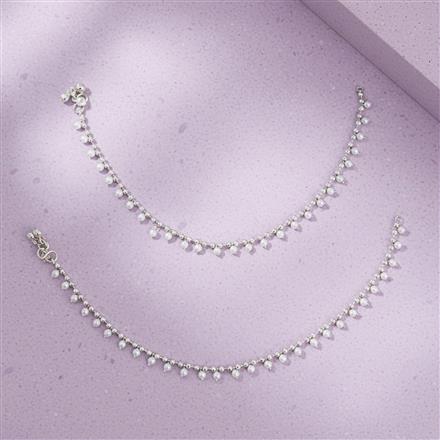 Antique Moti Payal With Rhodium Plating