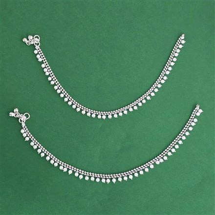 Antique Moti Payal With Rhodium Plating