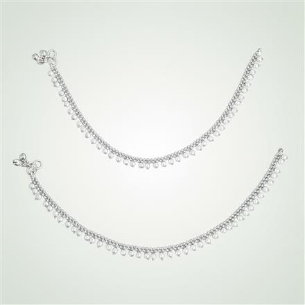 Antique Moti Payal With Rhodium Plating