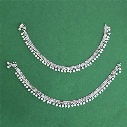 Antique Moti Payal With Rhodium Plating