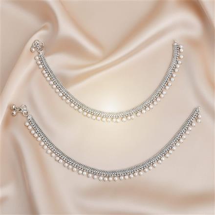 Antique Moti Payal With Rhodium Plating