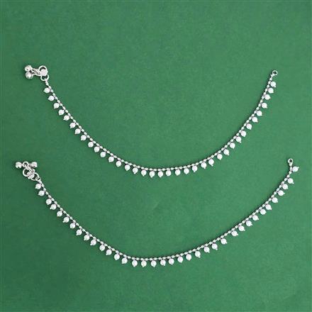 Antique Moti Payal With Rhodium Plating