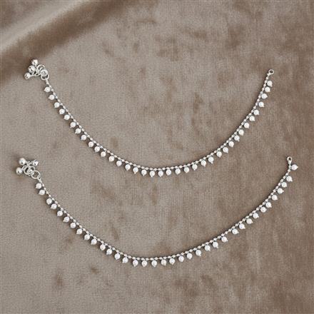 Antique Moti Payal With Rhodium Plating