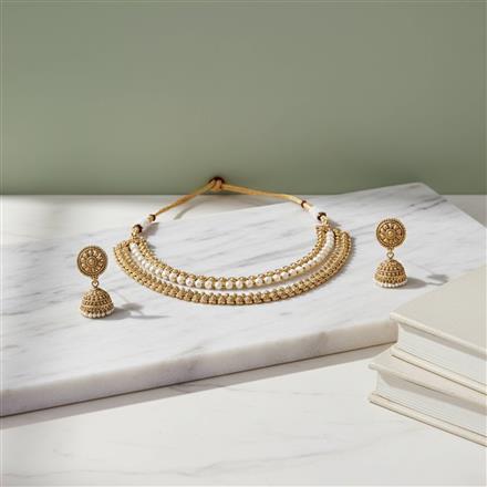 Antique Moti Necklace With Gold Plating