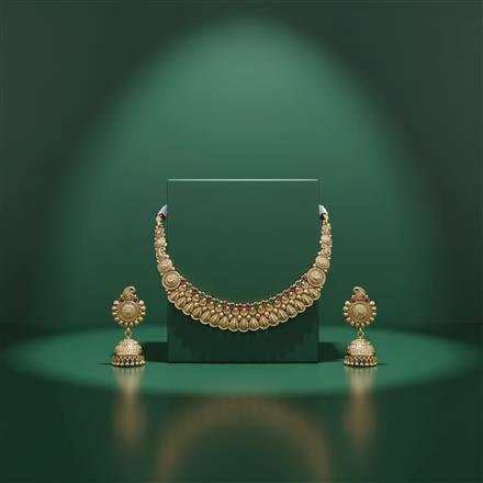 Antique Classic Necklace Set With Matte Gold Plating