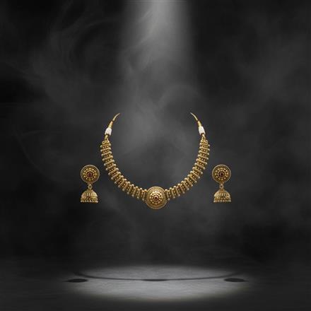 Antique Classic Necklace Set With Matte Gold Plating