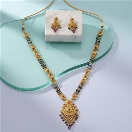 Antique Classic Mangalsutra With Matte Gold Plating