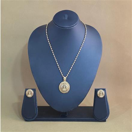 Antique Temple Pendant Set With Matte Gold Plating