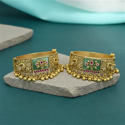 Antique Openable Bangles With Matte Gold Plating