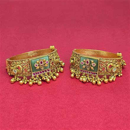 Antique Openable Bangles With Matte Gold Plating