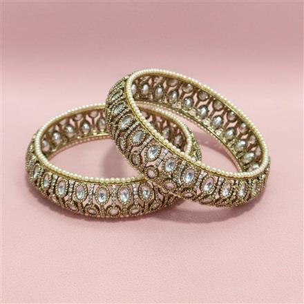 Antique Moti Bangles With Mehndi Plating