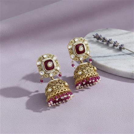 Antique Jhumki With Matte Gold Plating