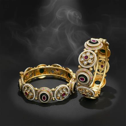Antique Openable Bangles With Matte Gold Plating