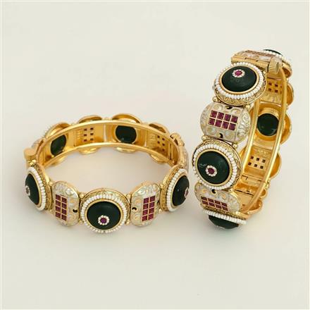 Antique Openable Bangles With Matte Gold Plating