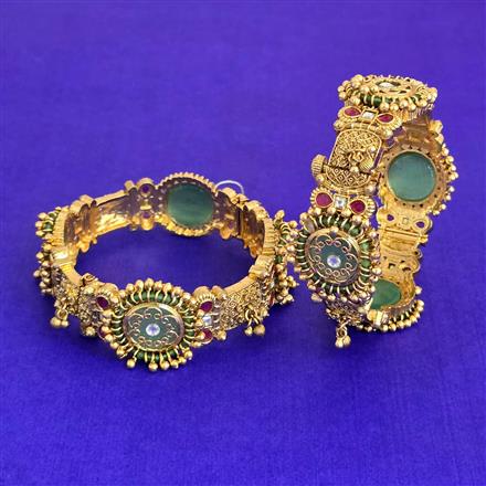 Antique Openable Bangles With Matte Gold Plating