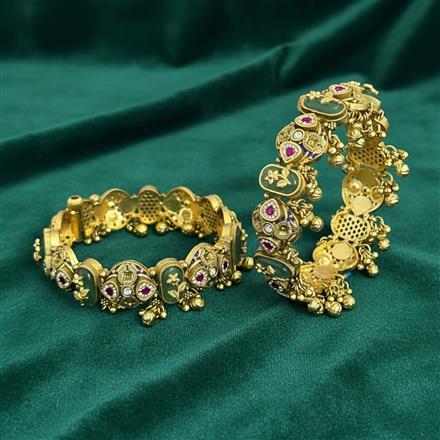 Antique Openable Bangles With Matte Gold Plating