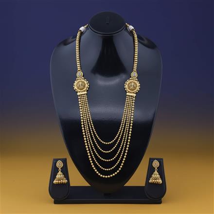Antique Temple Necklace Set With Matte Gold Plating