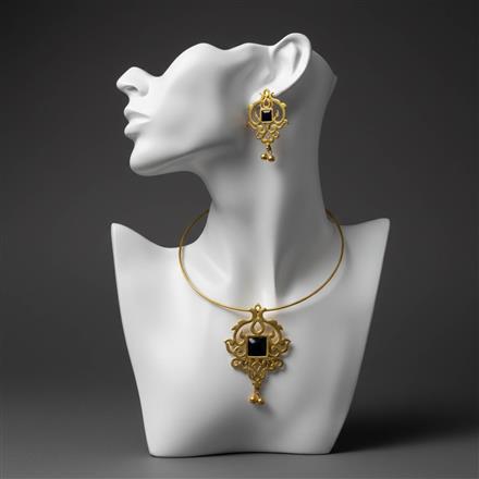 Antique Classic Necklace Set With Matte Gold Plating