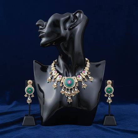 Antique Meenakari Necklace Set With Gold Plating