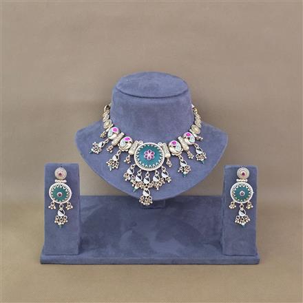 Antique Meenakari Necklace Set With Gold Plating