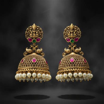 Antique Temple Earring With Matte Gold Plating