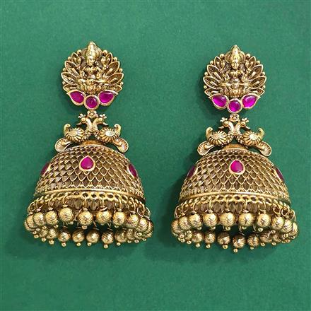 Antique Temple Earring With Matte Gold Plating