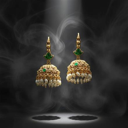 Antique Jhumki With Matte Gold Plating