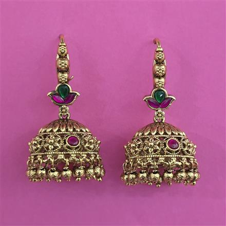 Antique Jhumki with Matte Gold Plating