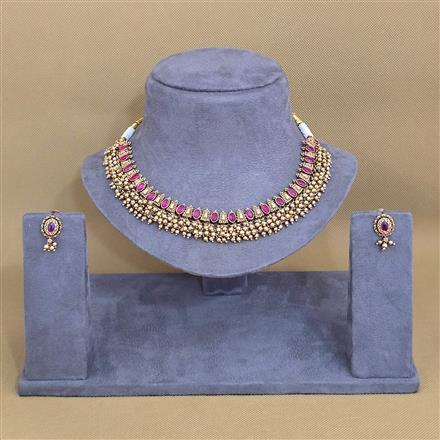 Antique Classic Necklace Set With Matte Gold Plating