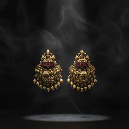 Antique Temple Earring With Matte Gold Plating