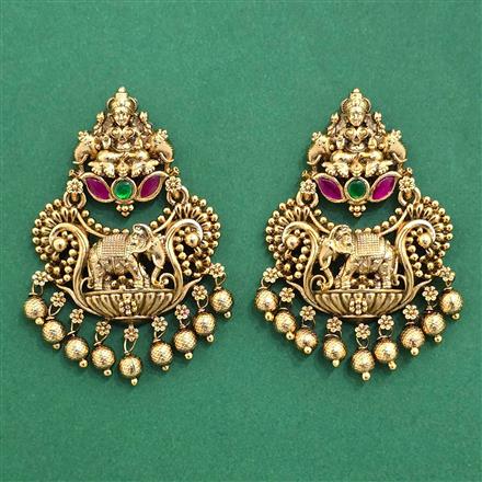 Antique Temple Earring With Matte Gold Plating